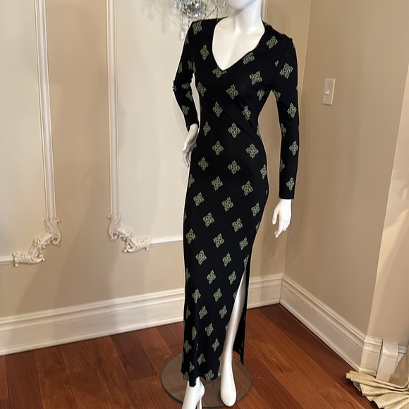 GIANNI VERSACE VERSUS Vintage Floor Long Viscose Black Dress size 28 42 - Picture 10 of 13